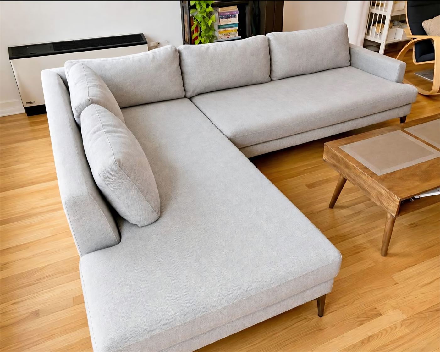 Grey corner sectional after cleaning