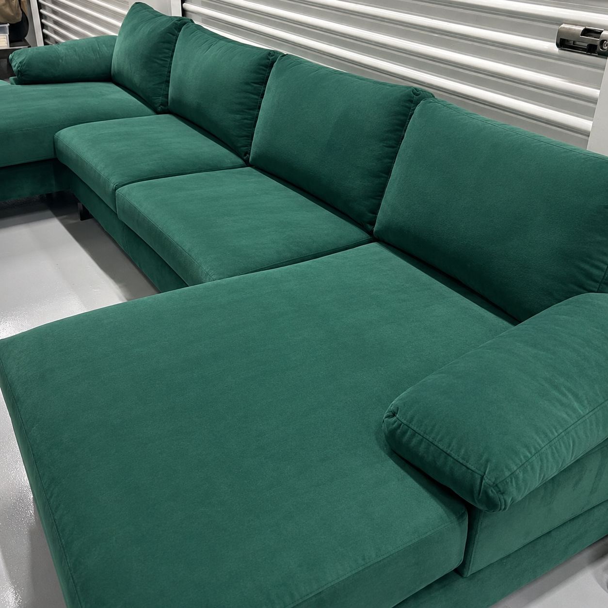 Green sectional after cleaning