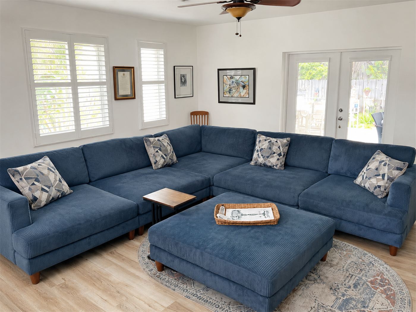 Sectional sofa after deep cleaning