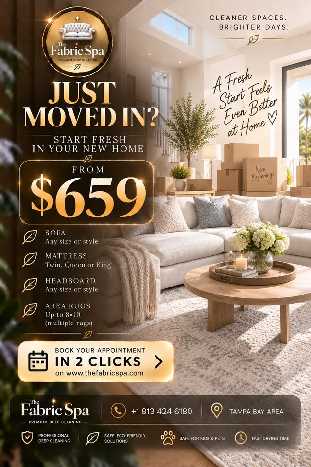 Just Moved In? Start fresh in your new home, from $659: sofa, mattress, headboard and area rugs