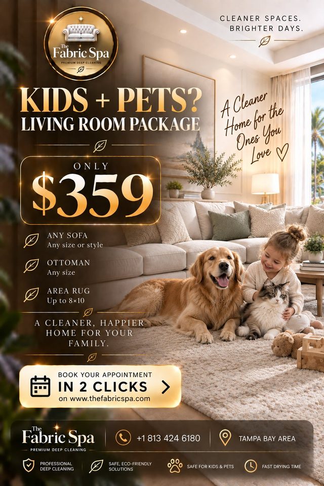 Kids + Pets Living Room Package, only $359: any sofa, ottoman and area rug up to 8 by 10