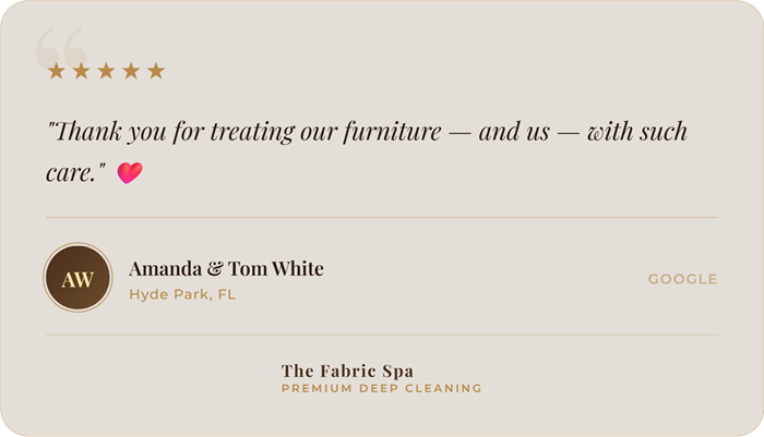 Five-star review from Amanda and Tom White