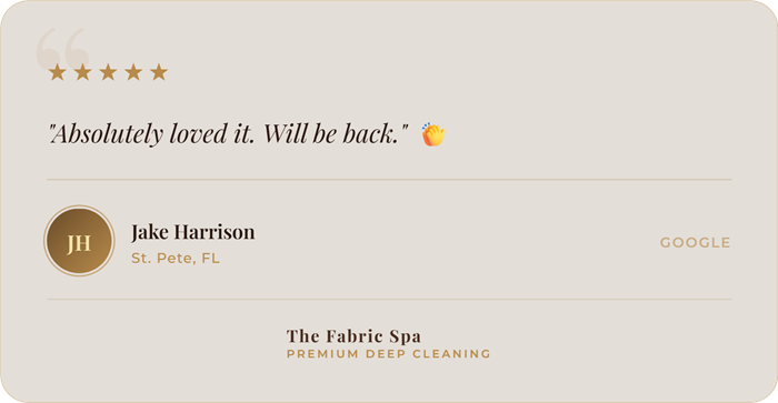 Five-star review from Jake Harrison, St. Pete, FL